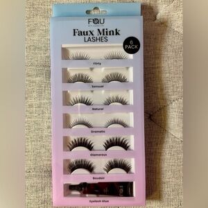 BFY Cosmetics Faux Mink Lashes - Set of 6 Pairs Assorted Styles with Glue